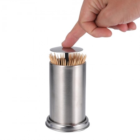 Meidong Toothpick Holder Cotton Swab Dispenser Creative Coffee Cup Hidden Pressure Automatic Pop-up Design Organizer for Home Office Cafe Restaurant Hotel Decoration 